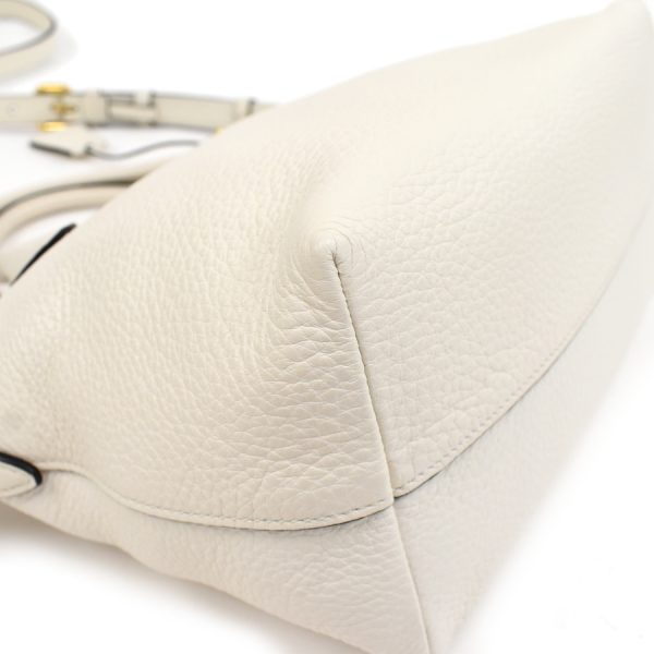 5 Prada 3way Shoulder Bag Handbag Vitello Dino Leather Off white