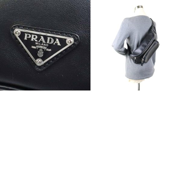 5 Prada Body Bag Waist Pouch Leather Black