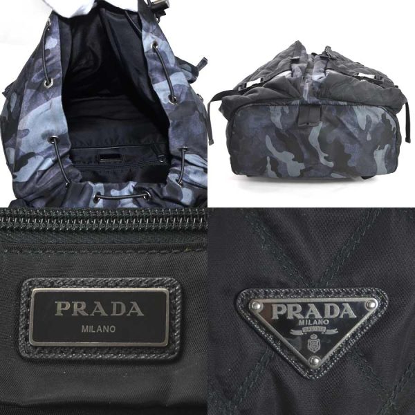 5 Prada Triangle Logo Plate Rucksack Backpack Nylon Blue