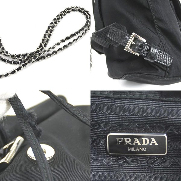 5 Prada Crossbody Shoulder Bag Backpack Motif Nylon BlackSilver