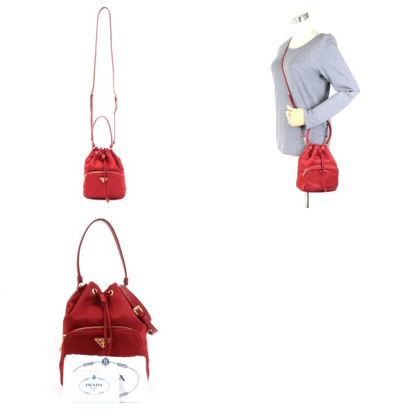 5 Prada Crossbody Shoulder Bag Handbag Nylon Red