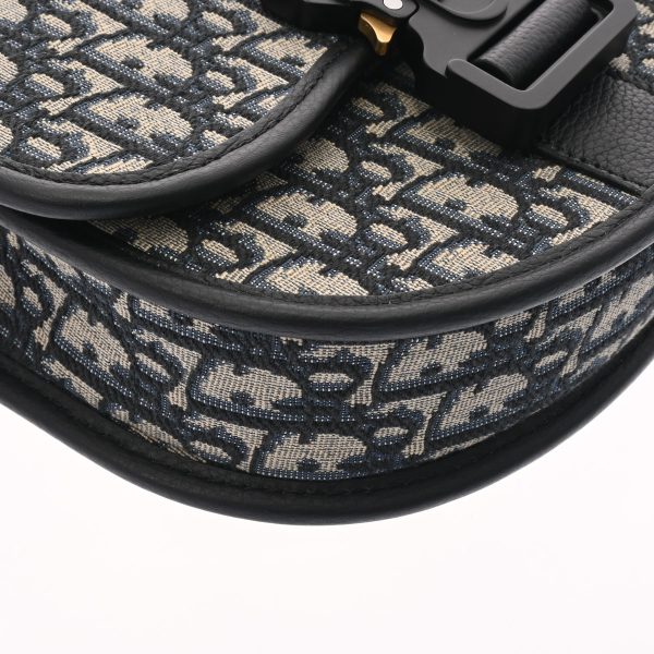 5 Christian Dior Mini Oblique Jacquard Grained Calfskin Body Bag Navy