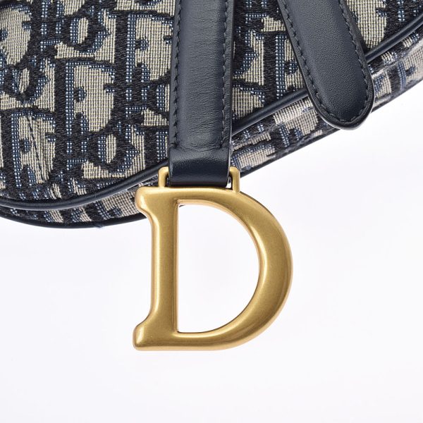 5 Christian Dior Mini Saddlebag Oblique Jacquard Handbag Blue