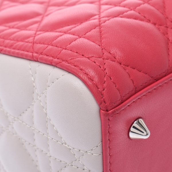 5 Christian Dior 2way Bicolor Hardware Leather Handbag Pink