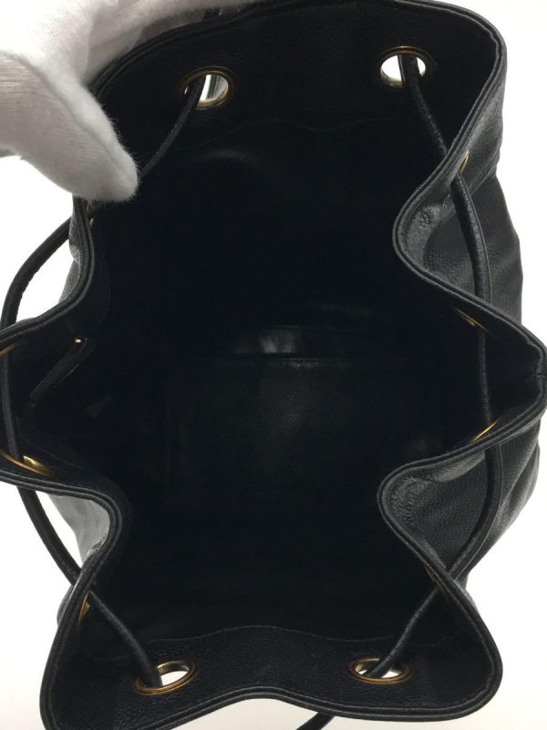 5 Chanel Shoulder Bag Leather Caviar Skin Black