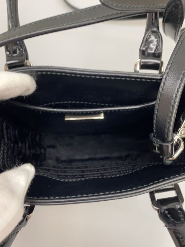 5 Prada Shoulder Bag Leather Brushed Black