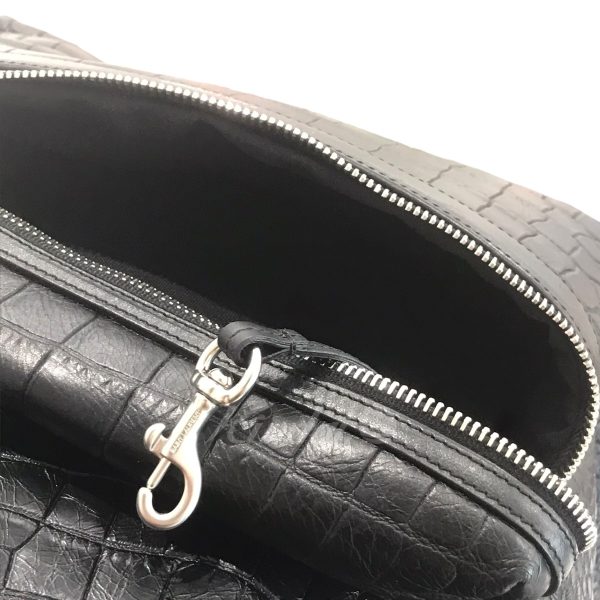 5 Saint Laurent Paris Croco Embossed City Bag Black