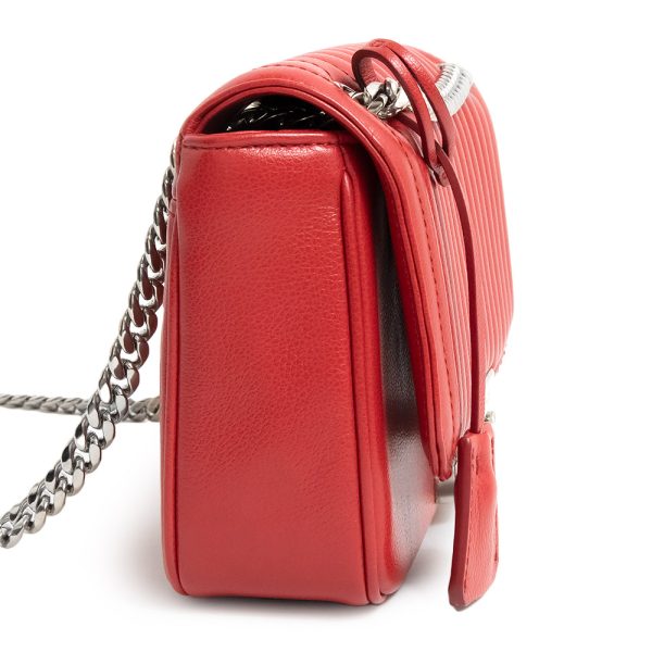 5 Prada Chain Crossbody 2way Shoulder Bag Glace Calf Red