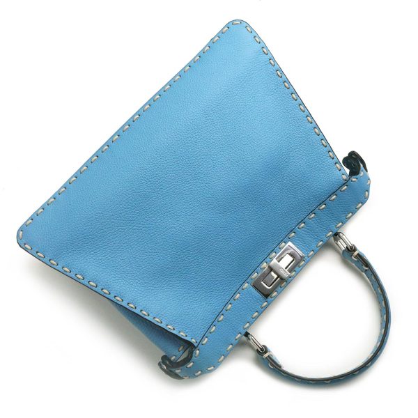 5 Fendi Medium 2way Handbag Crossbody Calfskin Leather ​​blue