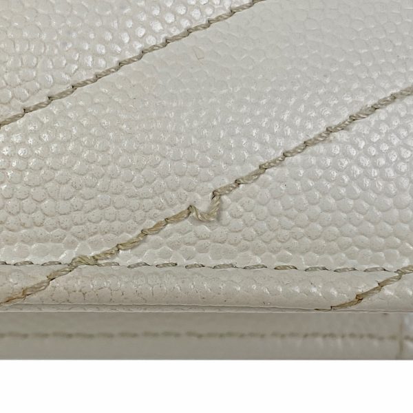 5 Saint Laurent Chain Shoulder Bag Wallet Leather White