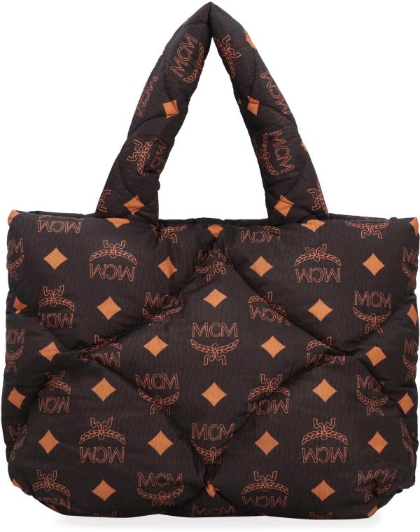 59de5cdedc89b63 ia 2 MCM Black All Over Logo Print Nylon Tote Bag