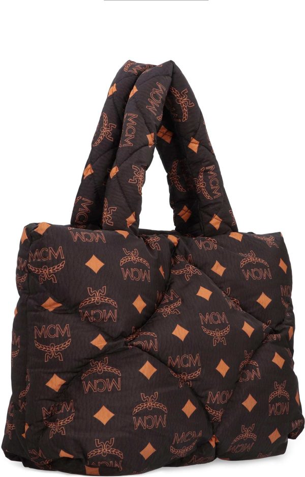 59de5cdedc89b63 ia 3 MCM Black All Over Logo Print Nylon Tote Bag