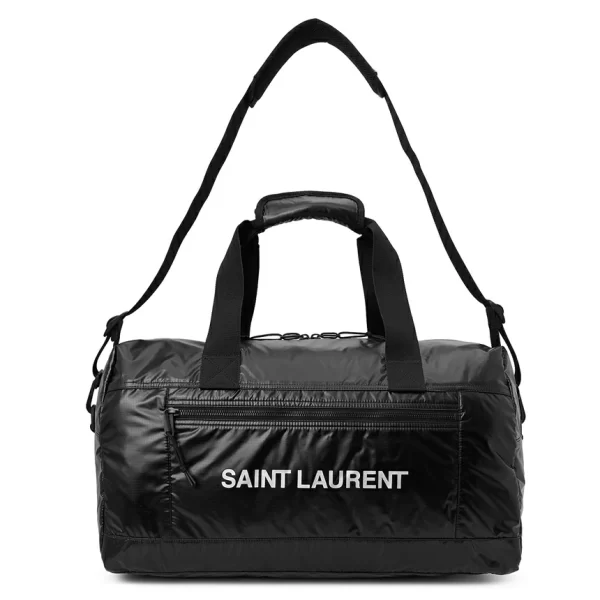 6 Saint Laurent Tote Shoulder Bag Polyamide Brass Handle Cotton Black