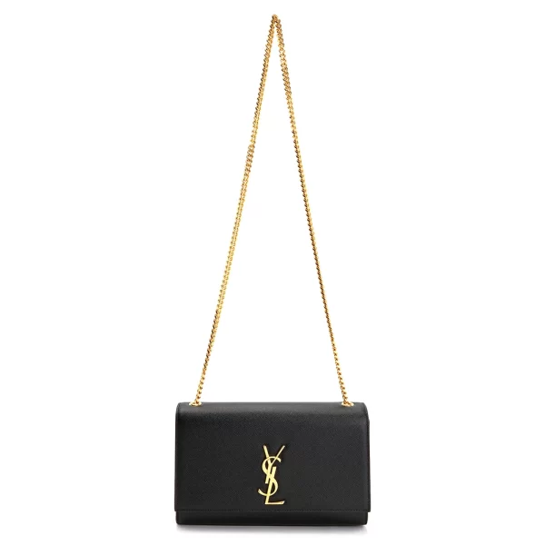 6 Saint Laurent Shoulder Bag Cowhide Handle Black