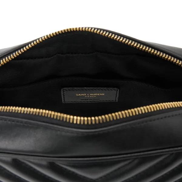 6 Saint Laurent Shoulder Bag Leather Brass Black