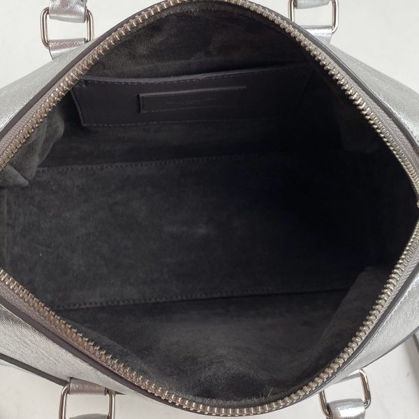 6 Saint Laurent Baby Duffle Handbag Shoulder Bag Crossbody Leather Silver