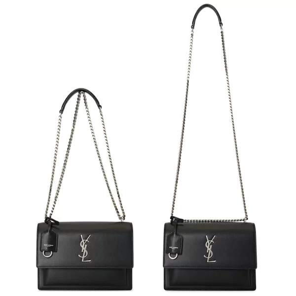 6 Saint Laurent Shoulder Bag Cowhide Handle Black