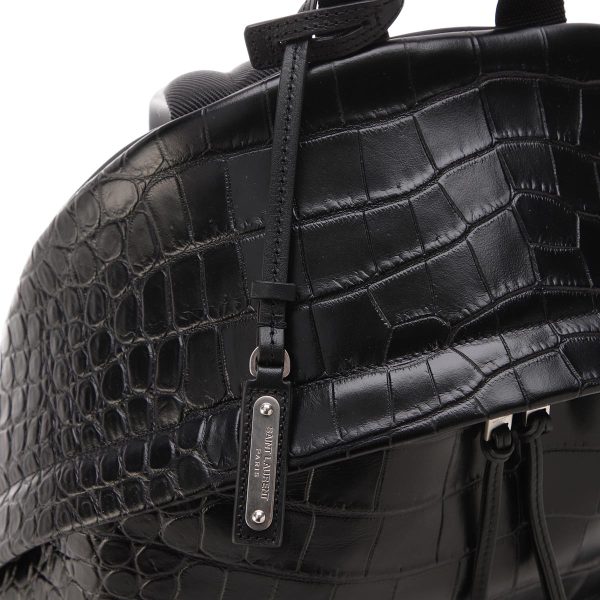 6 Saint Laurent Backpack Rucksack Crocodile Print Setarodeo Black