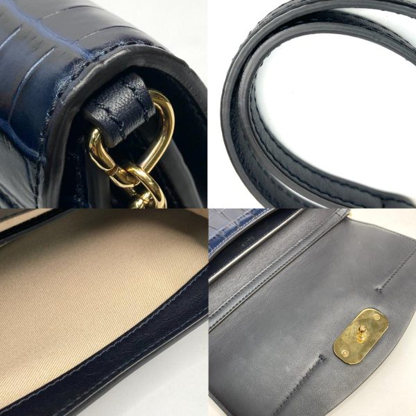 6 Chloe Croc embossed Shoulder Bag Navy Messenger Bag