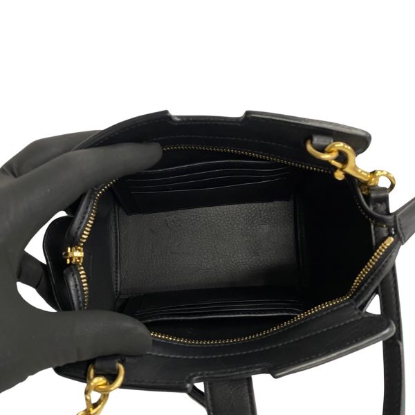 6 Saint Laurent Paris YSL Logo Leather 2way Handbag Shoulder Bag Black