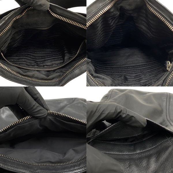 6 Prada Metal Leather Nylon Shoulder Bag Mini Tote Bag Black