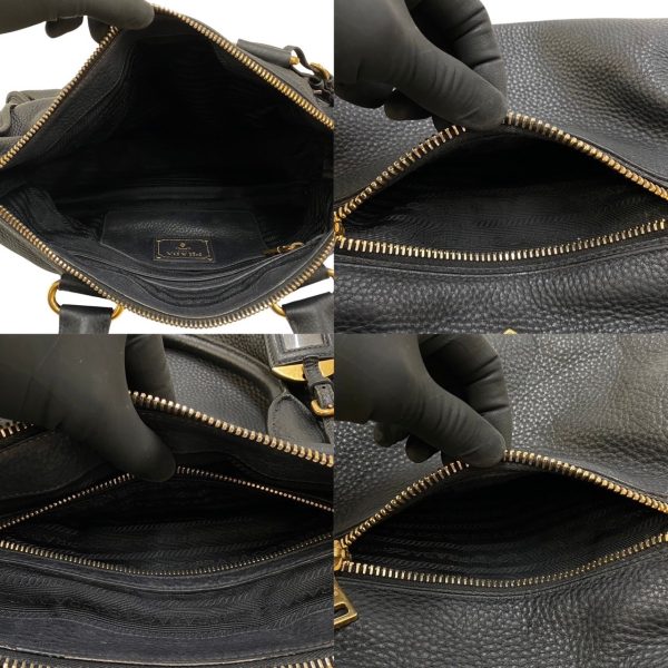 6 Prada Metal Fittings Leather Shoulder Bag Business Bag Black