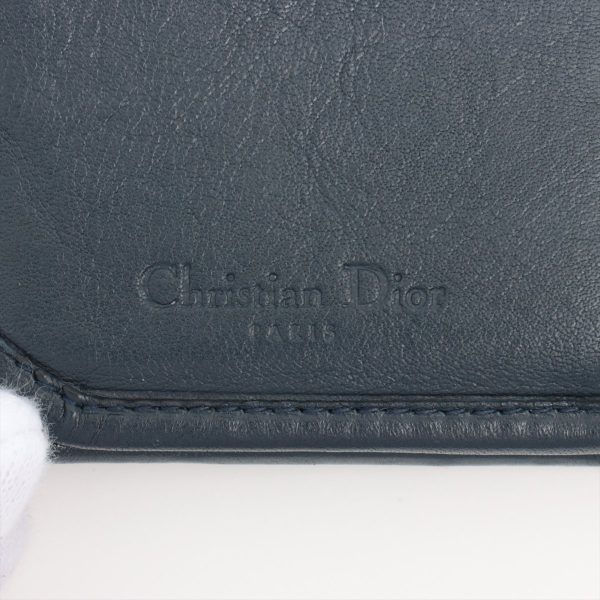 6 Christian Dior Trotter Logo Canvas Leather Long Wallet Blue