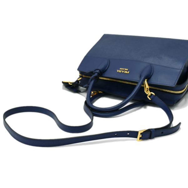 6 Prada Esplanade 2way Handbag Shoulder Saffiano Leather Blue