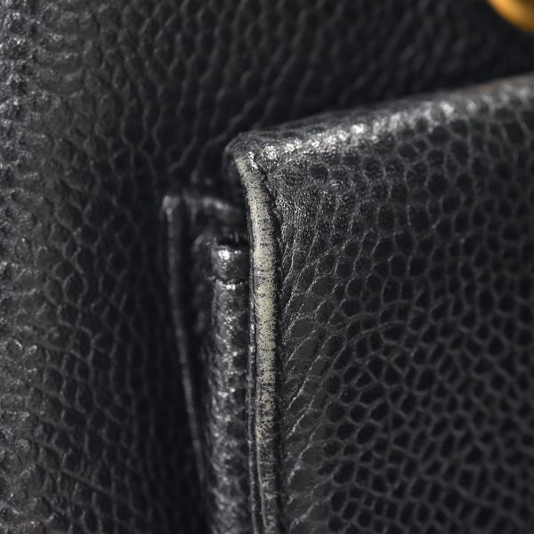 6 Chanel Coco Mark Chain Tote Bag Shoulder Bag Caviar Skin Black
