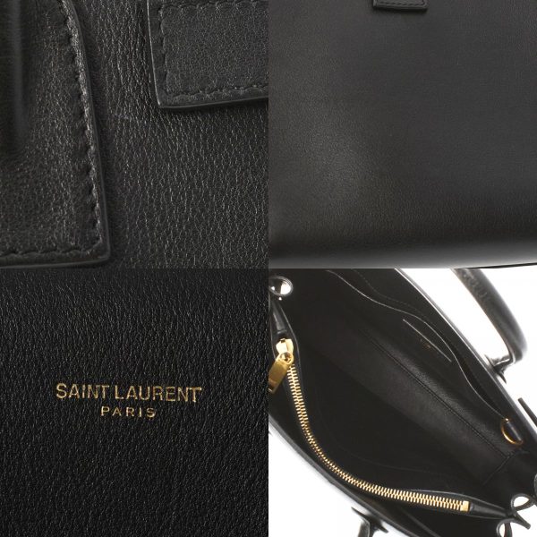 6 Saint Laurent 2way Leather Handbag Black Gold Hardware