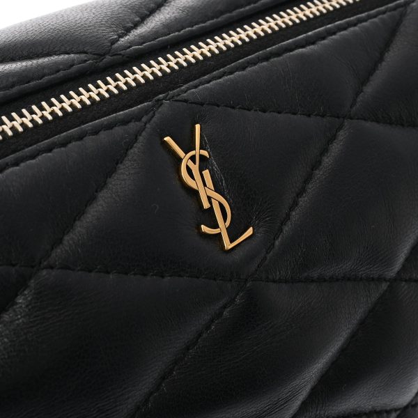 6 Saint Laurent Small Tube Bag Gold Hardware Lambskin Shoulder Bag Black