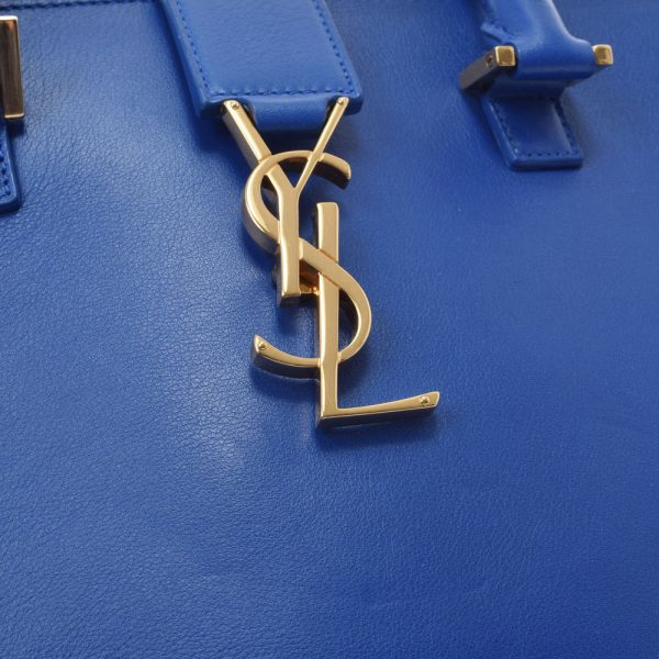 6 Saint Laurent 2way Bag Gold Hardware Calf Handbag Blue