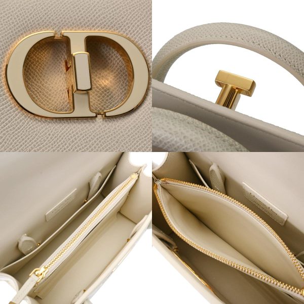 6 Christian Dior Montaigne Gold Hardware Leather Handbag White