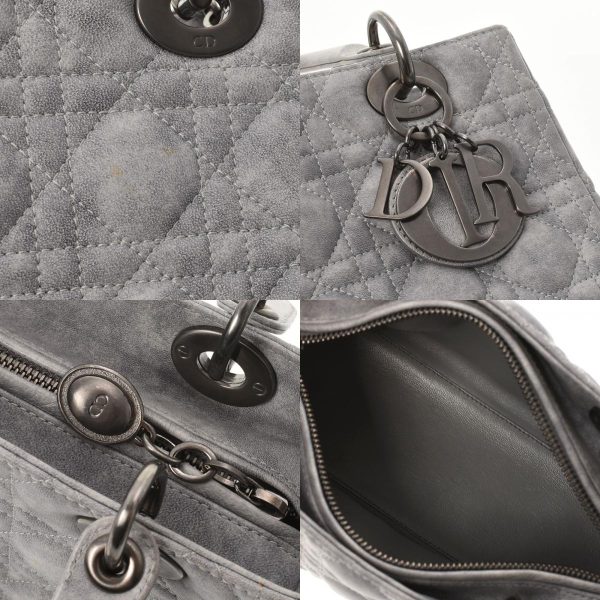 6 Christian Dior Cannage 2way Calf Handbag Gray