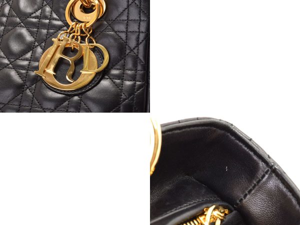 6 Christian Dior Handbag Cannage Lambskin Black