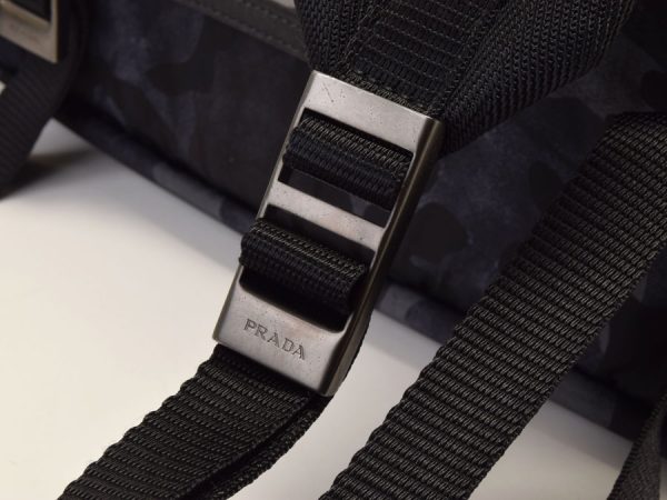 6 Prada Backpack Camouflage Pattern Gray Nylon