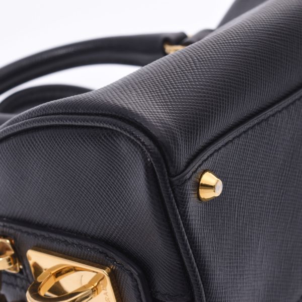 6 Prada Mini Shoulder Bag 2way Black Gold Hardware