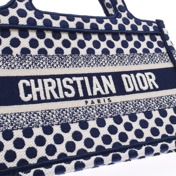 6 Christian Dior Book Tote Bag Mini Blue Handbag