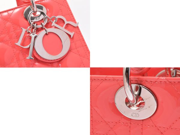 6 Dior Cannage Enamel Salmon Hardware With Strap 2way Handbag Pink