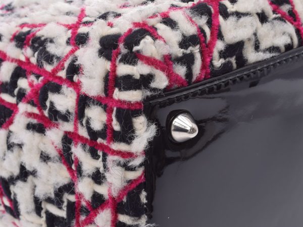 6 Dior Tweed Enamel 2way Handbag Pink