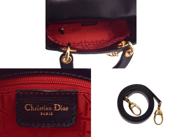 6 Christian Dior Mini Cannage Bag Lambskin 2way Black