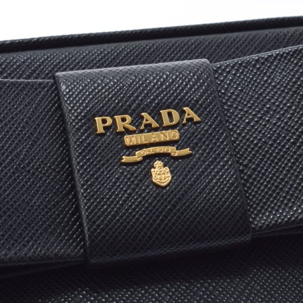 6 Prada Mini Gold Hardware Saffiano Shoulder Bag Black