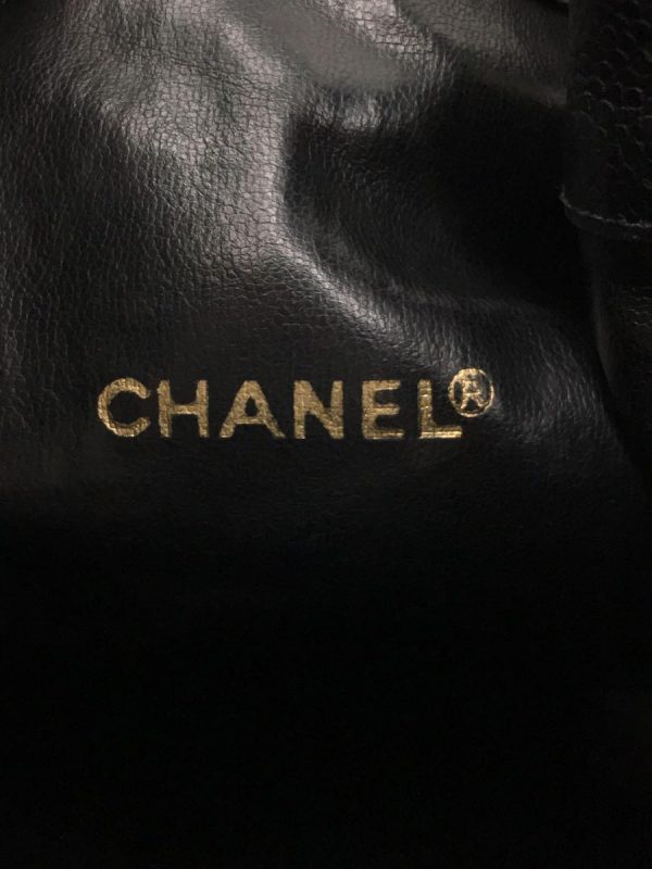 6 Chanel Shoulder Bag Leather Caviar Skin Black