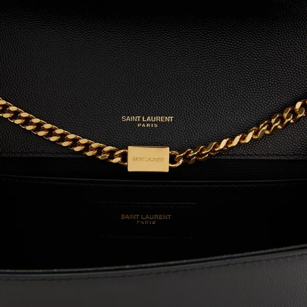 7 Saint Laurent Shoulder Bag Cowhide Handle Black