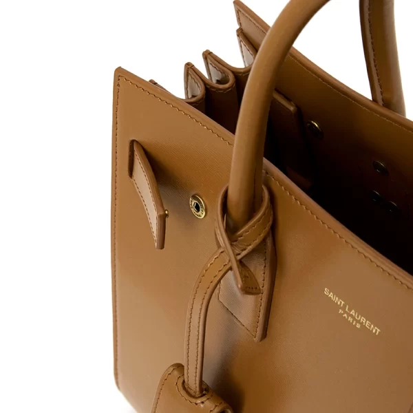 7 Saint Laurent Tote Shoulder Bag Cowhide Brown