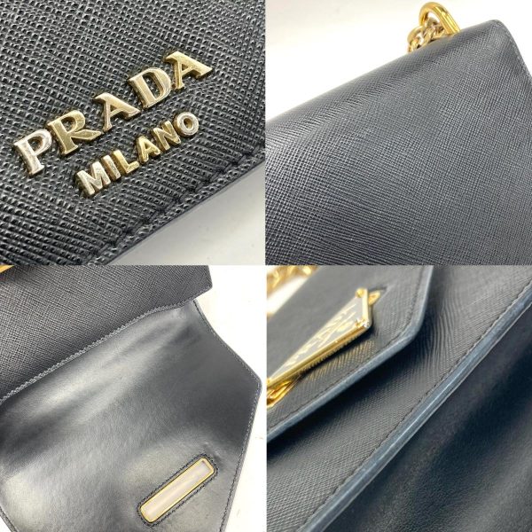 7 Prada Safiano Chain Shoulder Bag Messenger Bag Black