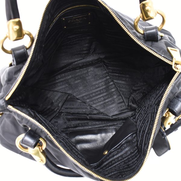 7 Prada Handbag Shoulder Bag Nylon Leather Black