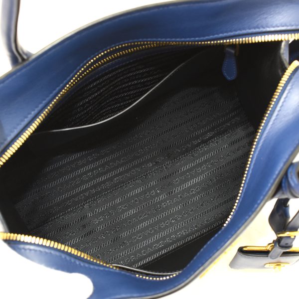 7 Prada Esplanade 2way Handbag Shoulder Saffiano Leather Blue