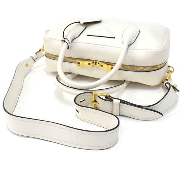 7 Prada Mirage 2way Handbag Shoulder Leather White