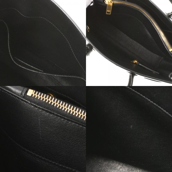 7 Saint Laurent 2way Leather Handbag Black Gold Hardware